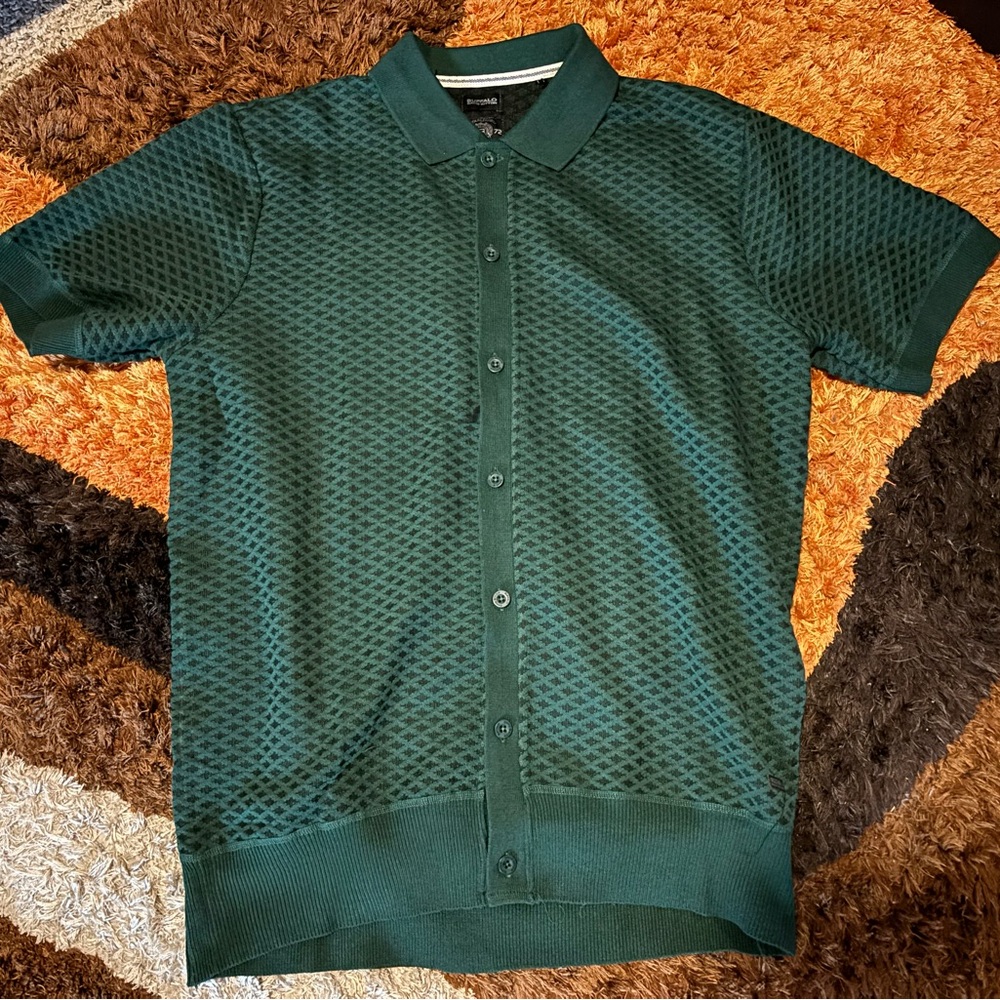 Buffalo David Bitton, Green & Black, Knit, Button Down, Top